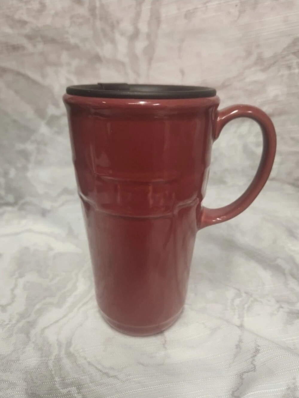 Longaberger Tall Red Mug With Lid 6.5
